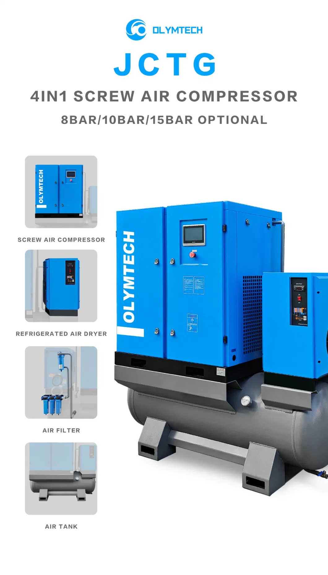 Four - in - One Screw Air Compressor, with Cold Drying Machine and Air Storage Tank